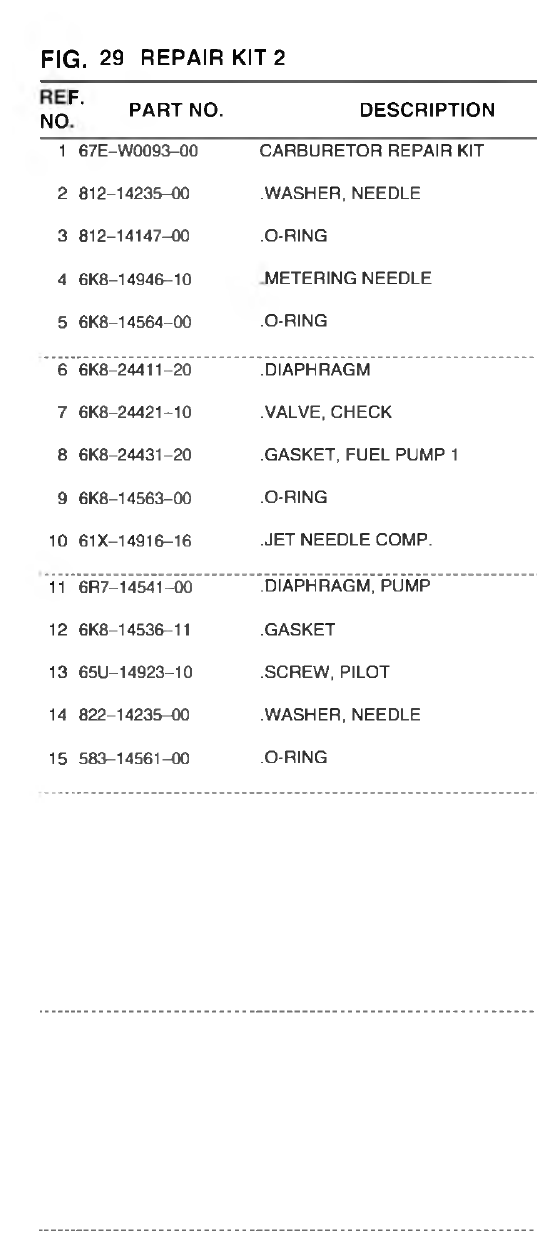 Yamaha VX700-S(F3D7_6DUD_6DU1 REPAIR KIT 2 parts diagram